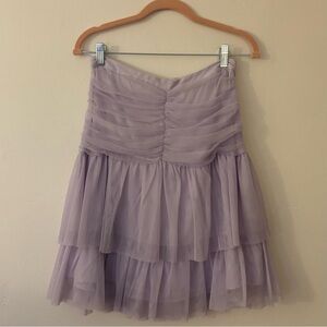 Size 4 Anthropologie Maeve Tiered Tulle Mini Skirt, lavender